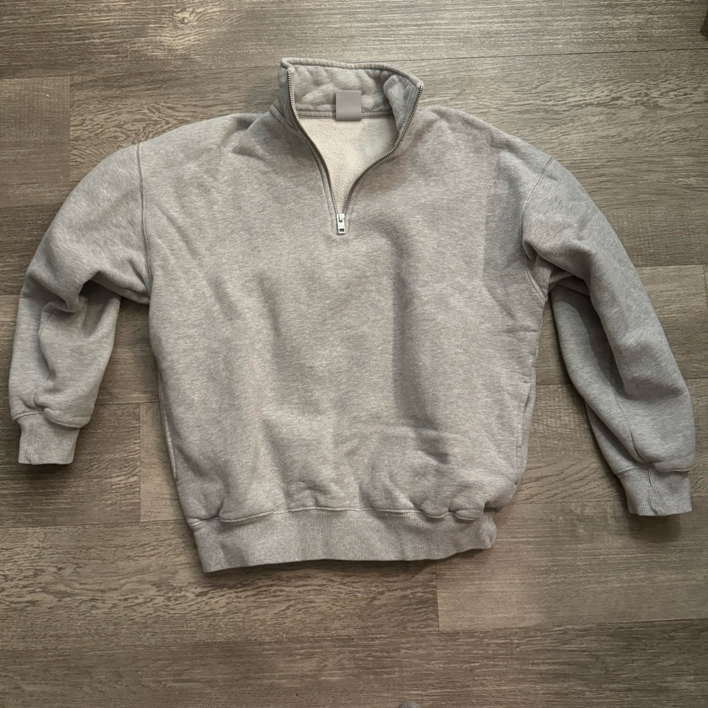 TNA Mega Cozy Fleece Half Zip Sweatshirt Heather Chrome